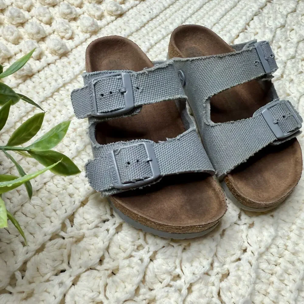 BIRKENSTOCK Kid's 170 27 US 9 9.5 Arizona Banded Buckle Vegan Sandal Shoes Gray